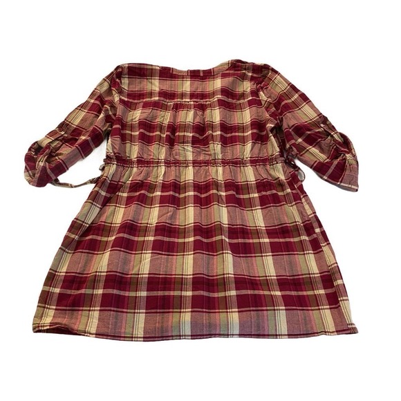 Oh Baby Maternity Size Large Red/Tan Plaid Button-up Shirt Tunic By Motherhood - Picture 10 of 12